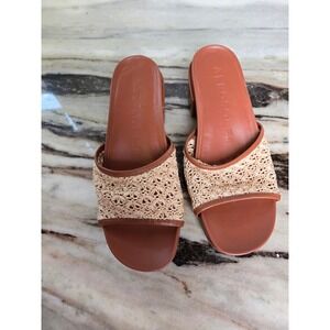 Aerosoles Womens Tan Woven Raffia Block Heel Slide Sandals Open Toe Mules 9M